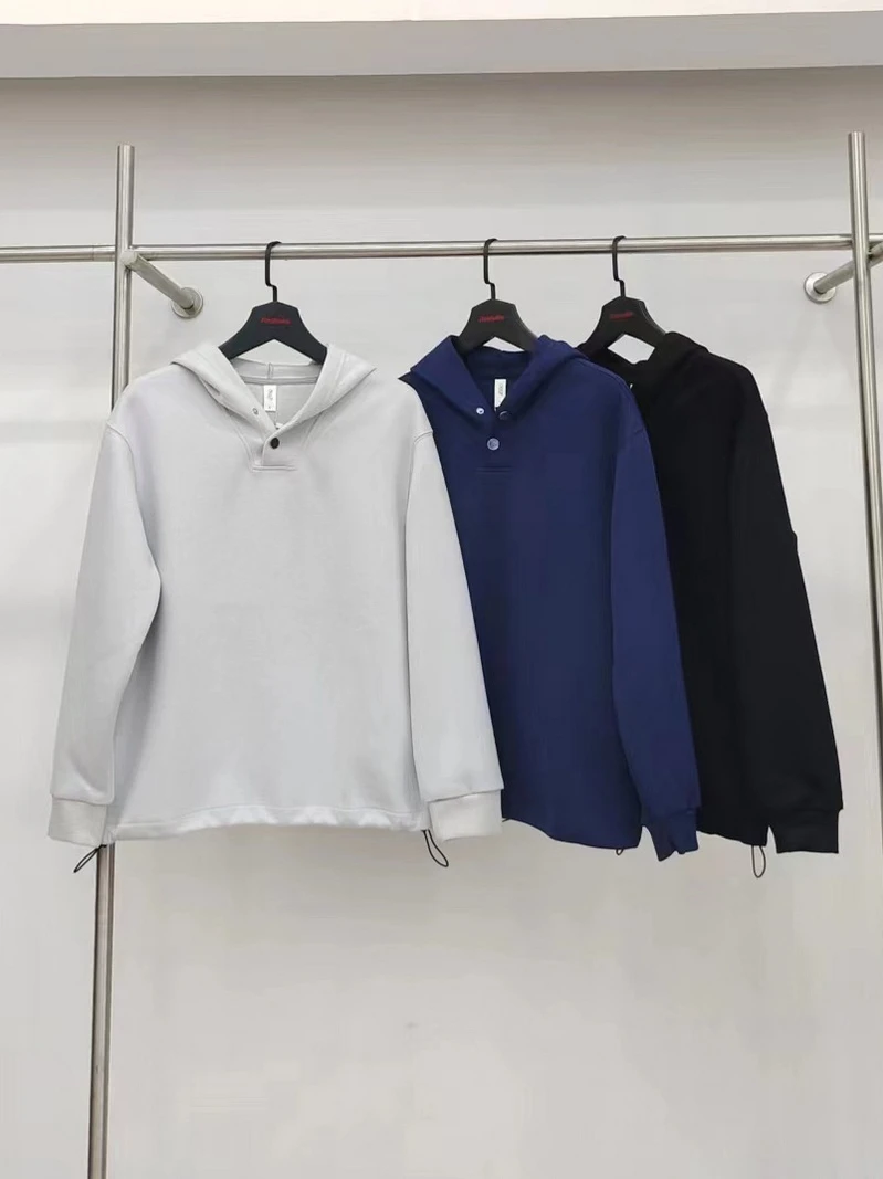 

Heavyweight Air Layer Cotton Blend Loose Color Casual Hoodie Men's Spring Autumn Comfortable Fashionable Streetwear