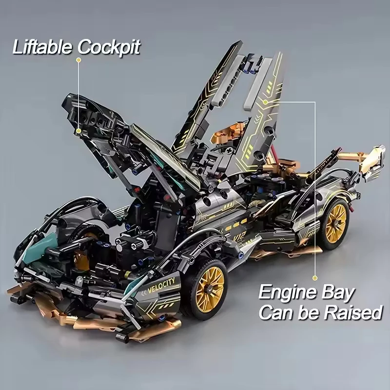 Juegos de construcción de automóviles deportivos V12, modelo para adultos y kit de construcción de automóviles de modelos coleccionables para deportes de carreras, juguete de construcción 1:14 para niños