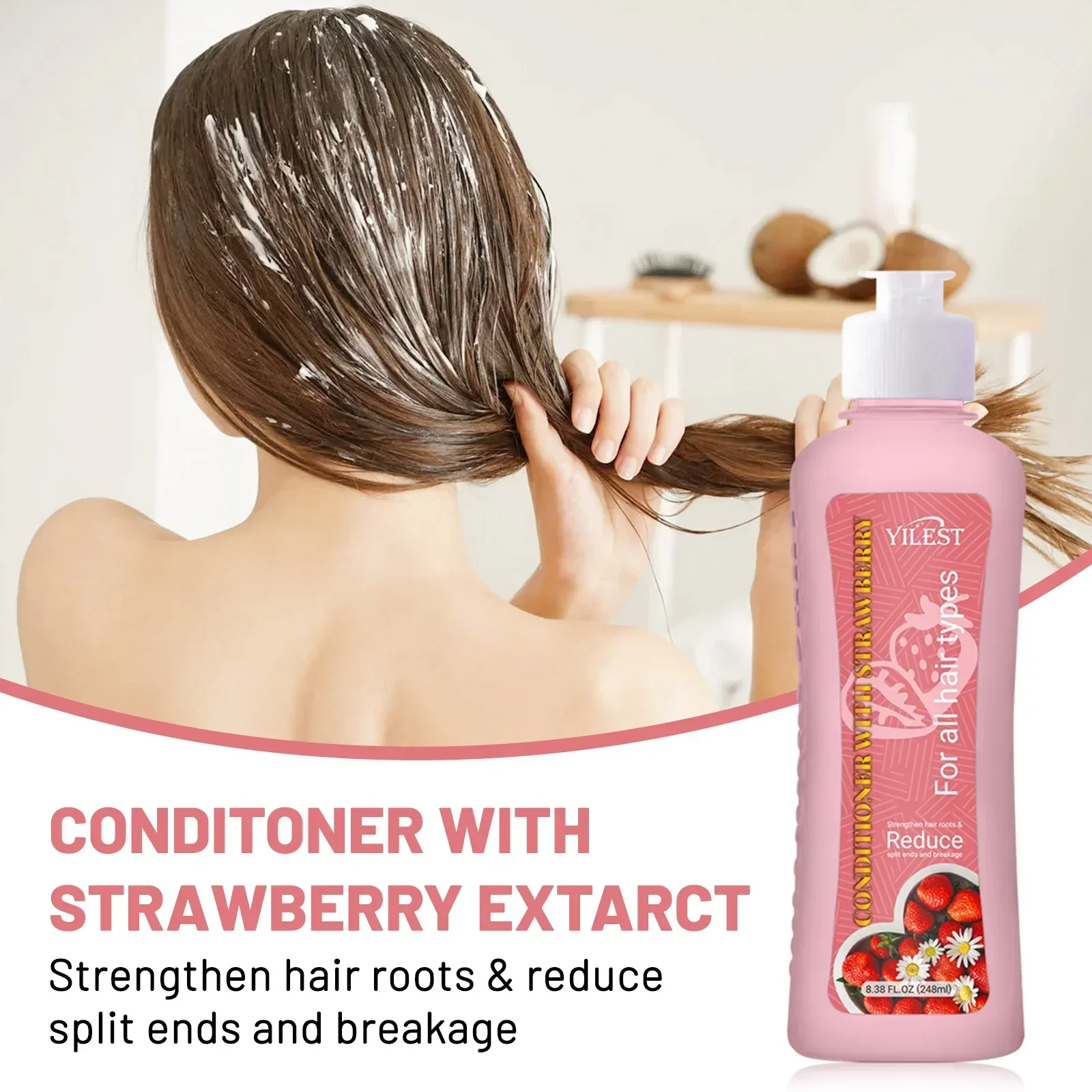 مجموعة العناية بالشعر المغذية بالفراولة - شامبو وبلسم لمنع التساقط وتوازن الزيت والقضاء على رقائق الشعر الأكمل. #4