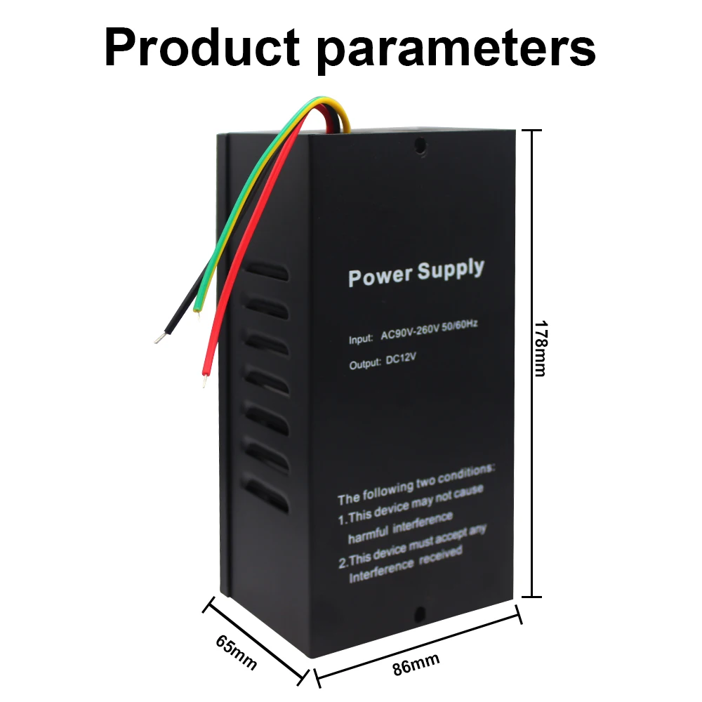 Porta Acesso Controle Interruptor Fonte de Energia para 2 Fechaduras Elétricas, Impressão Digital Acesso Sistema de Controle, DC 12V, 5A, AC 90-240V