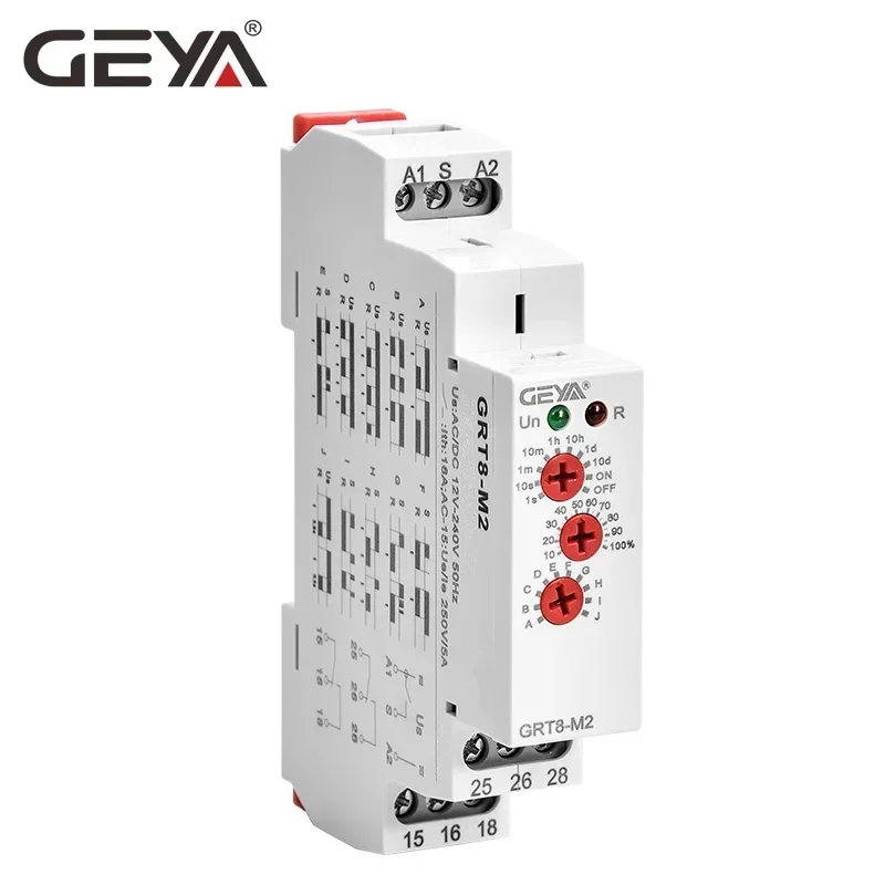 GEYA Multifunktions-Timer-Relais, elektronisch, verstellbar oder digitaler Einstell-Timer-Schalter, 12 V, 24 V, 48 V, 110 V, 220 V, GRT8-M, GRT8-K