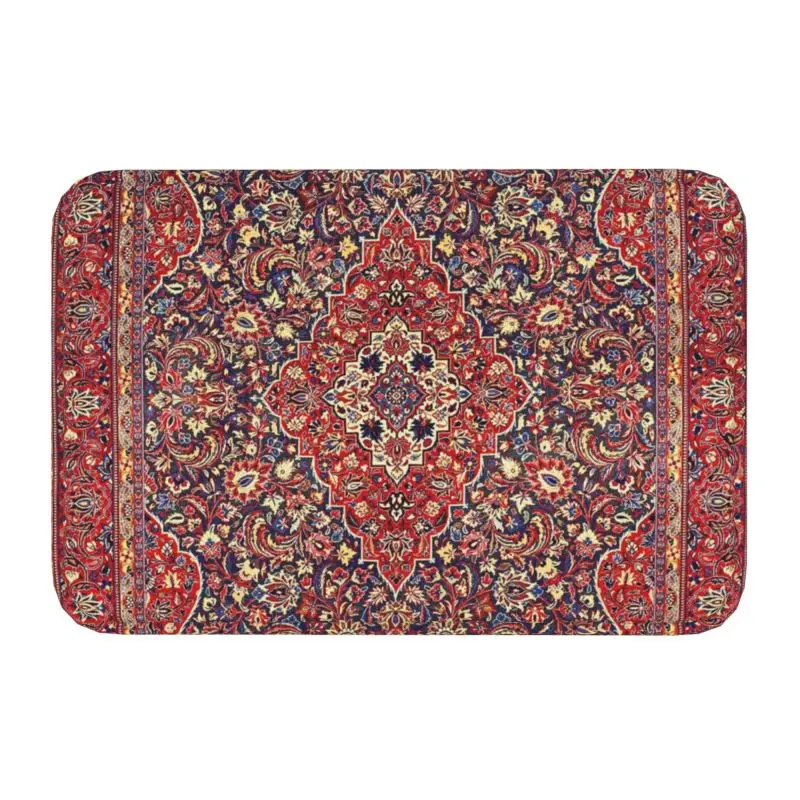 Northwest Persian Silk Carpet Front Door Mat Anti-Slip Indoor Absorbent Boho Ethnic Flower Doormat Kitchen Entrance Rug Carpet