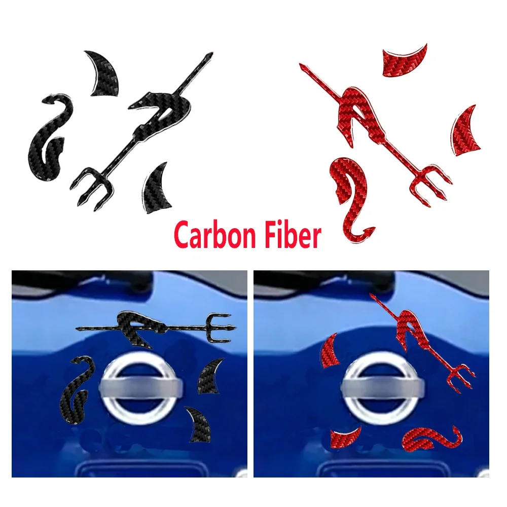 Real Carbon Fiber Devil Car Custom Demon Stickers Horns Tail Logo Decal For Various Vehicles Car Styling Funny Funny Decal