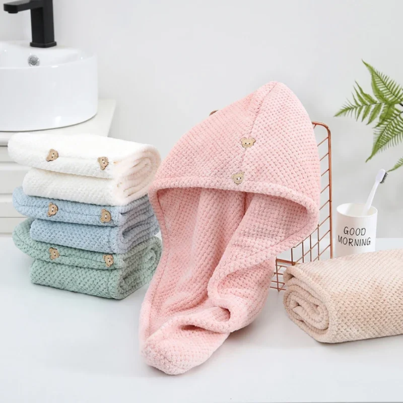 CANBOUN Cuffia per capelli asciutti Cuffia da doccia da donna Asciugatura rapida Forte assorbimento d'acqua Addensato Sauna Capelli Asciugamano per capelli asciutti