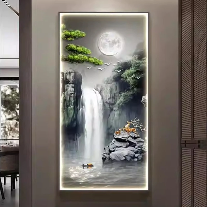 Modern Entrance Landscape Painting LED Wall Lamp For Living Room Corridor Home Decoration Mural Light Remote Control Lighting