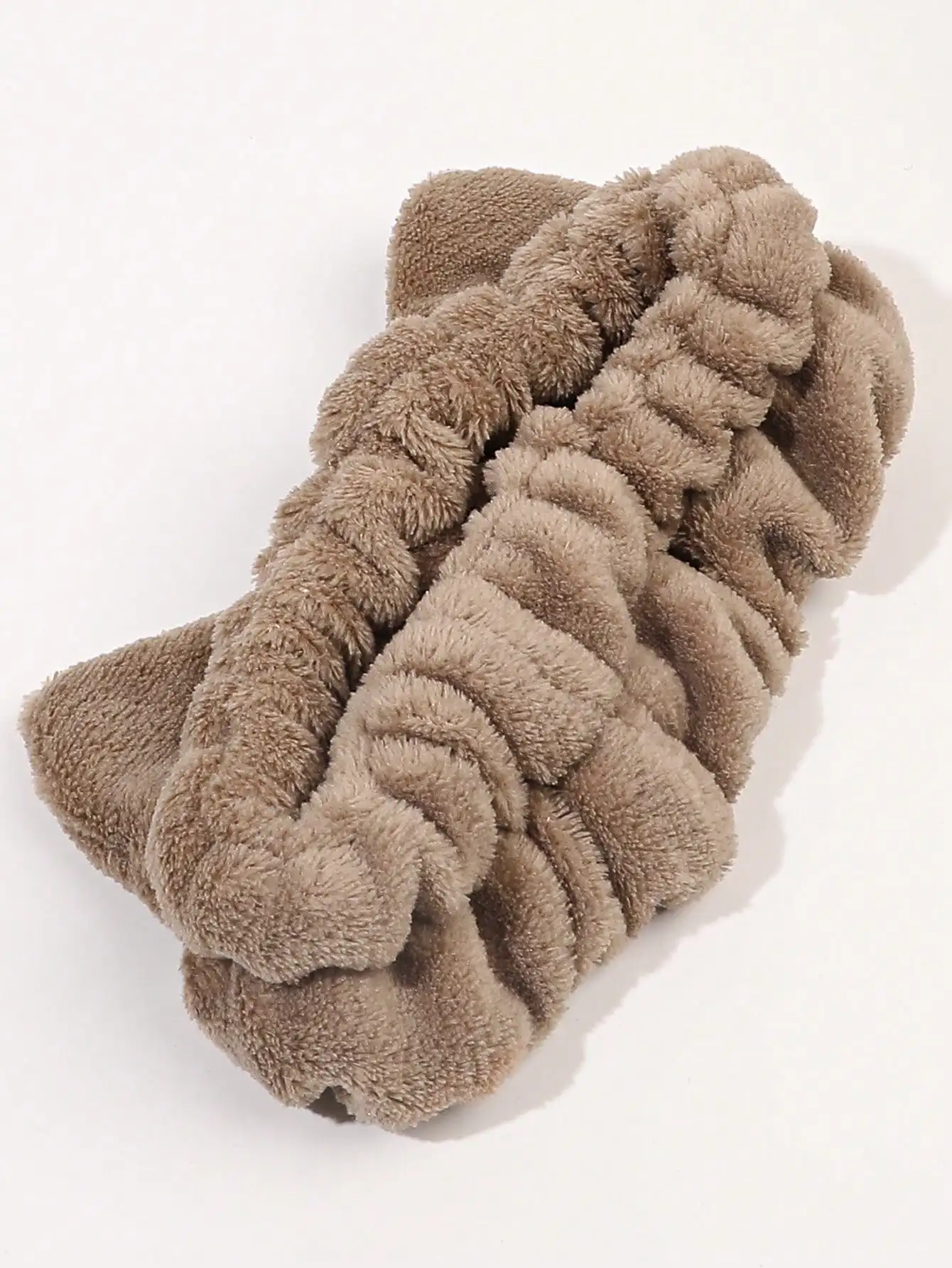 Neues braunes Korallen-Fleece-Katzenohr-Stirnband für Frauen, weiches, bequemes Haarband, niedliches modisches Haar-Accessoire für Make-up, Gesichtswäsche – Detail 2