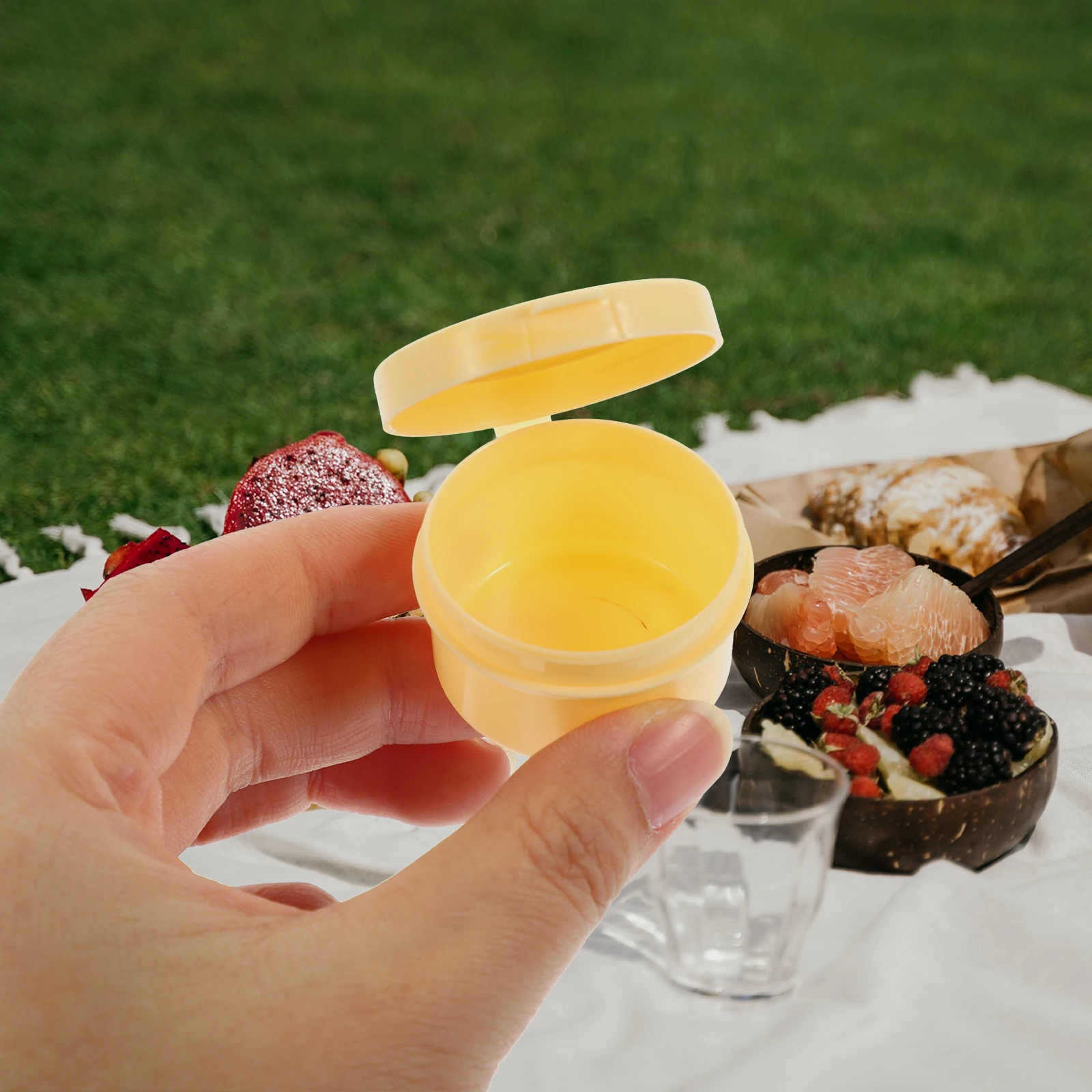 2 juegos de 2 juegos de Mini contenedores de condimentos portátiles para salsa, almacenamiento de condimentos para Picnic, cajas pequeñas para salsa de soja, cocina ligera para exteriores