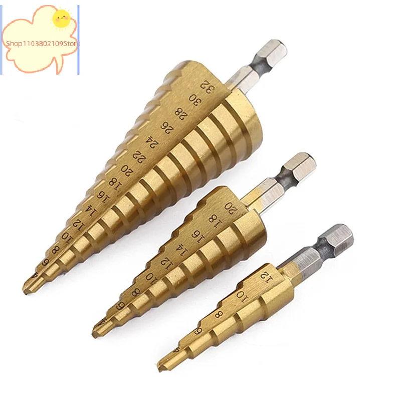 

[TL] 3 шт., набор ступенчатых сверл с шестигранным хвостовиком и прямой канавкой, сверло Pagoda из высокоскоростной стали, сверло для развертывания