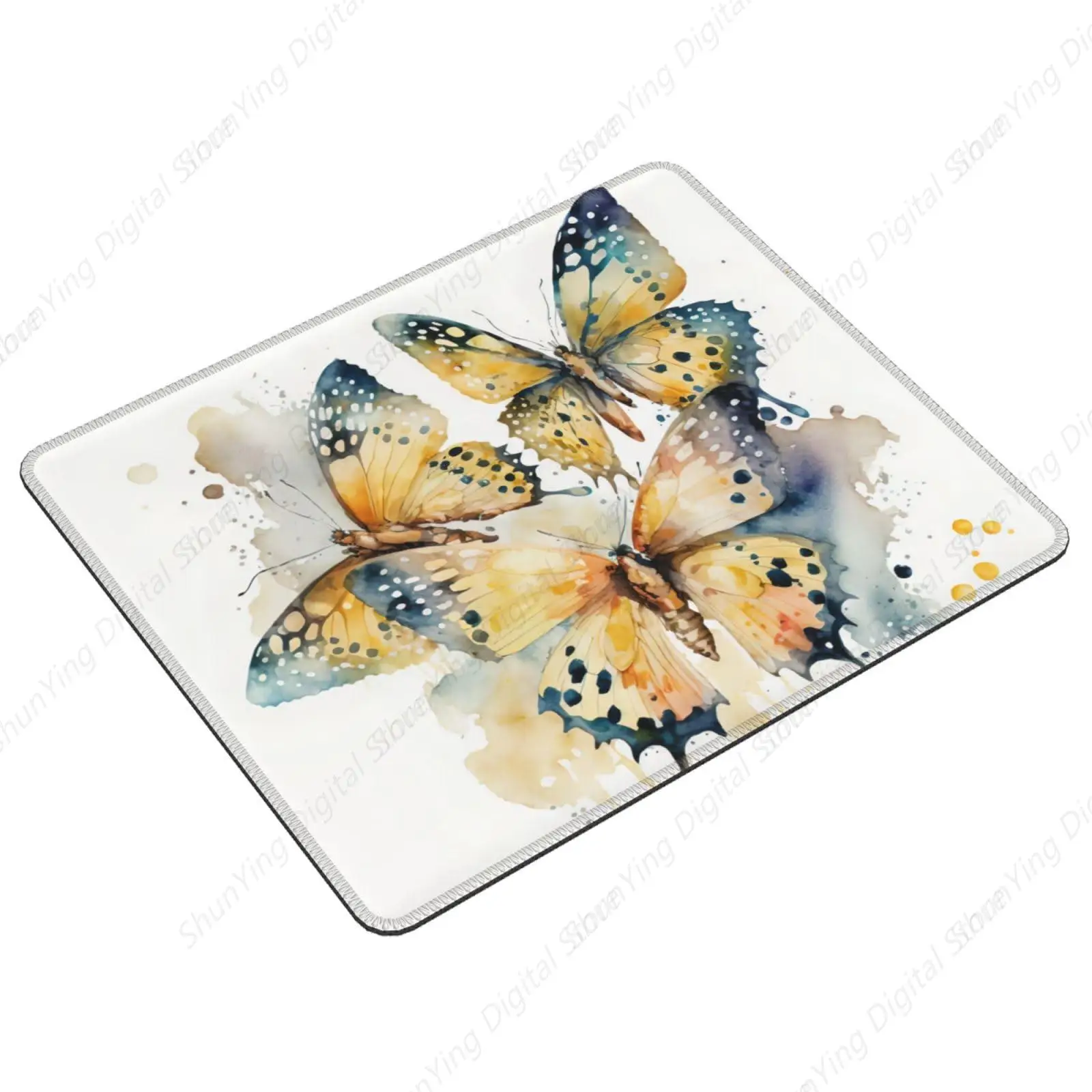 Mouse pad com estampa de borboleta aquarela, mouse pad de borracha antiderrapante para jogos, adequado para mouse pads de escritório em computadores e laptops