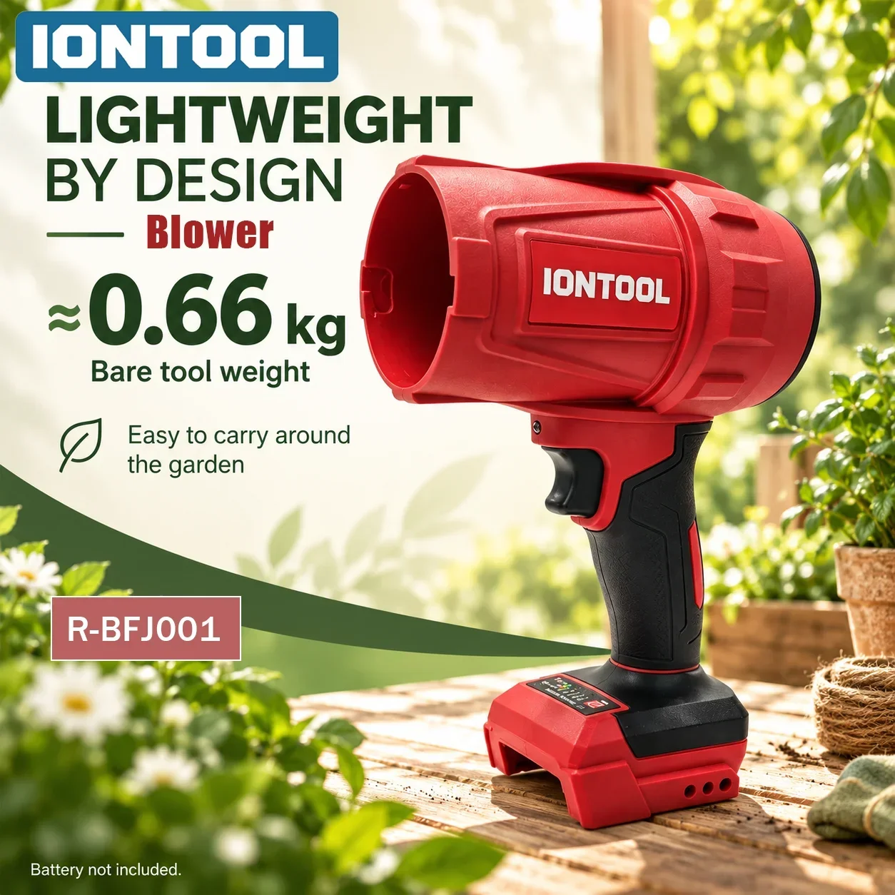 IONTOOL Red Cordless Blower 350W For Car Mat Drying and Balcony Sweeping and Porch Dust Removal and Fence Line Debris Clearing