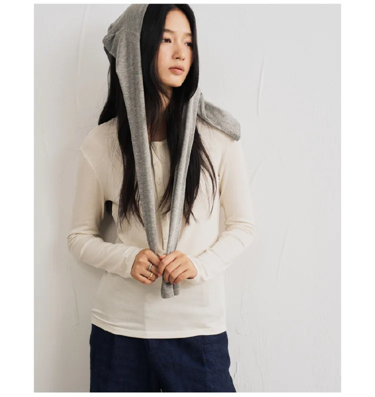 2026 Damen Herbst Dünne Basic Langarm T-Shirts O-Ausschnitt Gestrickte Lyocell-Wollmischung Pullover Lässige Oberteile für Damenmode – Detail 23