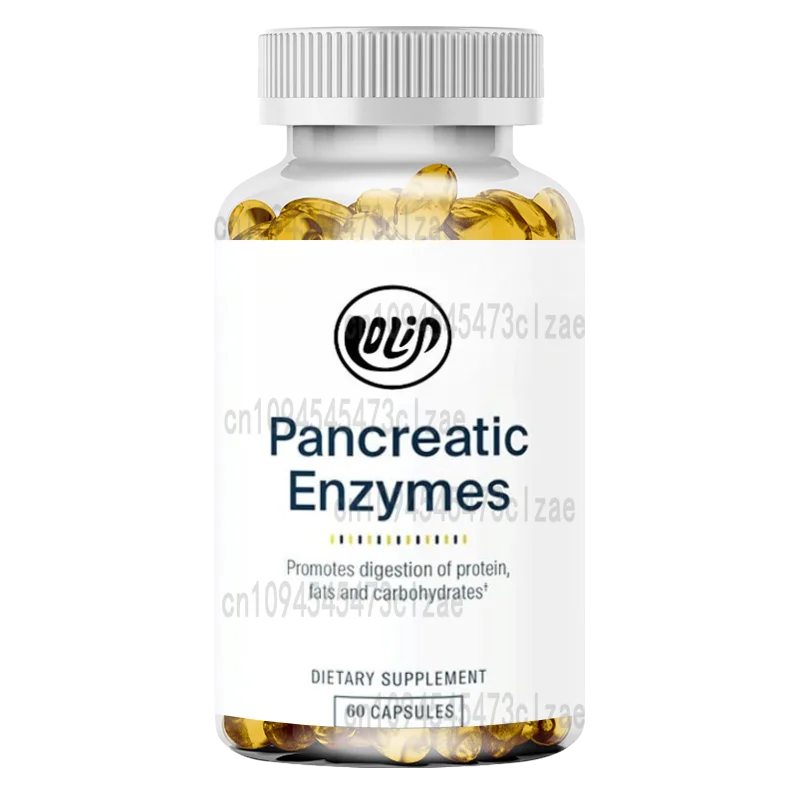 1000 ملغ تريبسين، مكمل الجهاز الهضمي يحتوي على 60 كبسولة من البروتيز والأميلاس والليباز