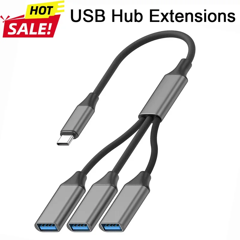 

USB Cable Splitter HUB Extentions 3 Ports Phone Charger Power Adapter OTG Multiple Expander Charging Docking For Laptop Computer