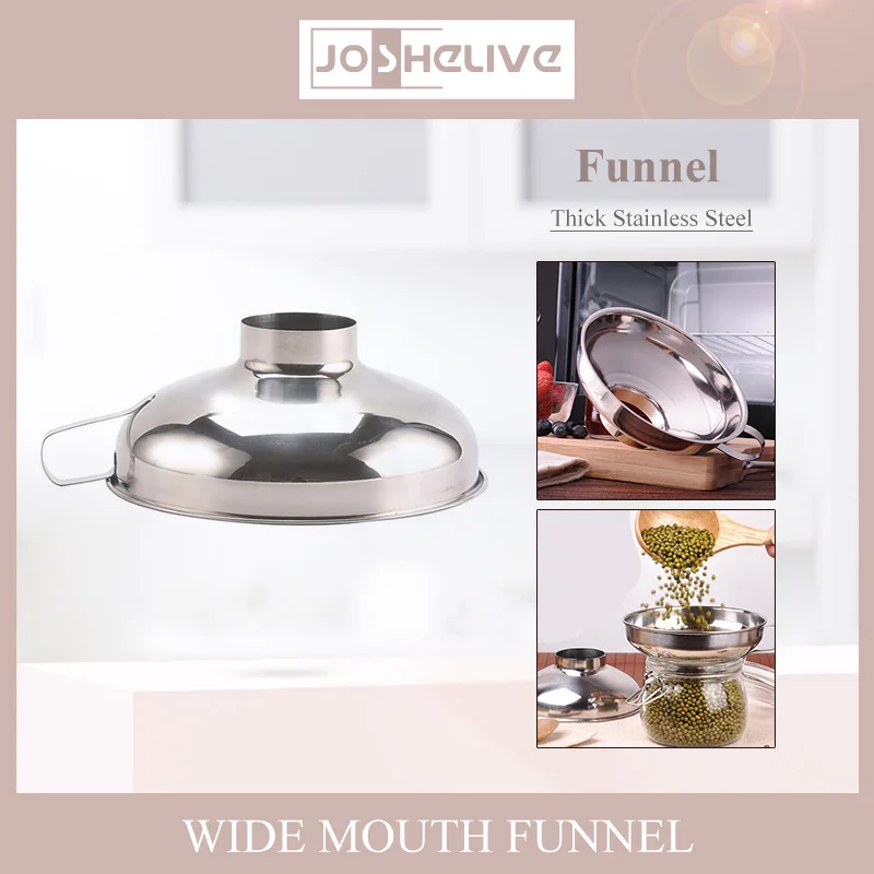 Multi-function Wide Mouth Funnel Stainless Steel Canning Hopper Filter Food Pickles Jam Funnel Wine Funnel Kitchen Gadgets