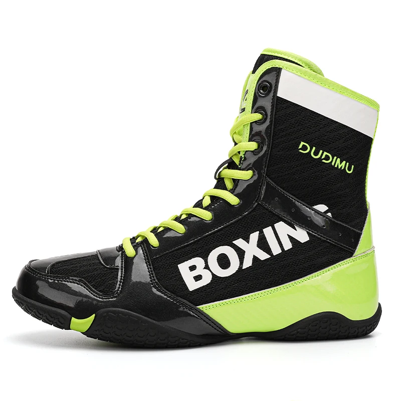 Professional Wrestling Boots for Men Women Green Gold Boxing Shoes Couples Anti-Slippery Training Shoes Big Boy Fighting Boots