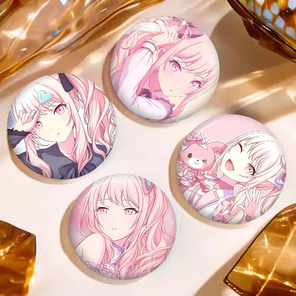 P-Project S-SEKAI Mizuki Akiyama Creative Pins Round Snap-in Brooch Badge Backpack Hat Accessories Jewelry Gifts for Friend