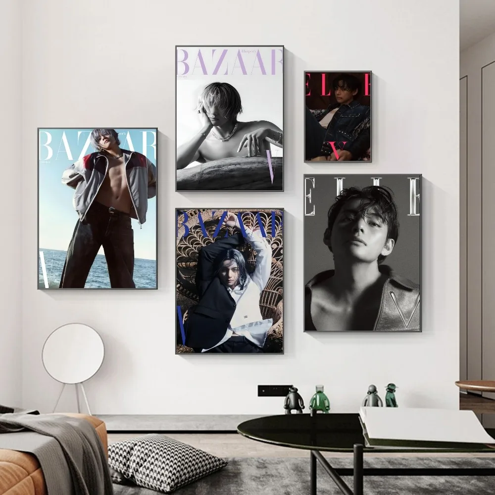Korean Singer K-Kim Taehyung Poster Print Poster Paper Waterproof Sticker Home Living Room Bar Wall Painting Decoration
