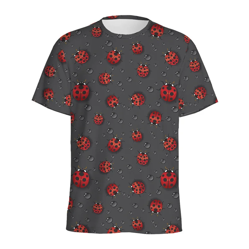 Cartoon Ladybird 3D Printed T Shirt For Men Kids Ladybug Insect Graphic T-shirt Streetwear Tops Short Sleeve Summer Women Tees