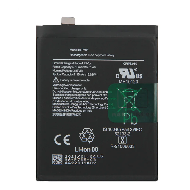 Batteria del telefono originale 4115mAh One Plus BLP785 per OnePlus Nord Z 5G AC2001 AC2003