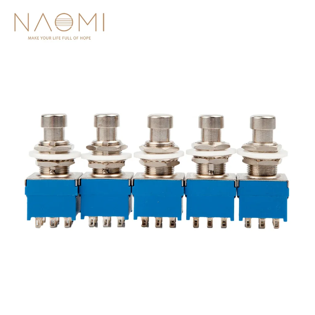 NAOMI 5PCS 9 Pin 3PDT Guitar Effects Pedal Box Stomp Foot Metal Switch True Bypass Guitar Parts Accessories