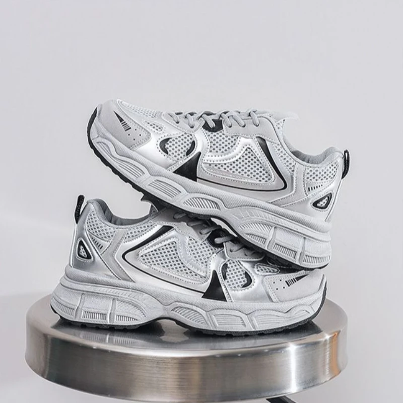 2026 Spring Women Breathable Mesh Korean Style Versatile Athletic Sneakers Casual Thick Sole Chunky Dad Shoes Jogging