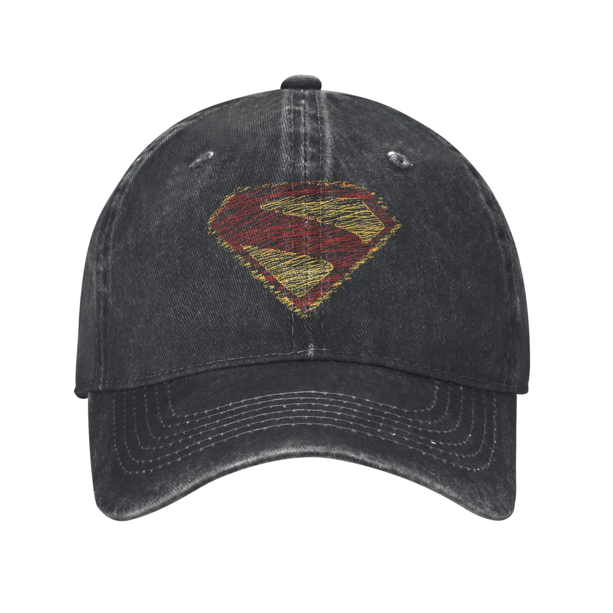 Supermans Baseball Caps Vintage Distressed Denim Snapback-Mütze Unisex Outdoor-Aktivitäten Verstellbare Mütze