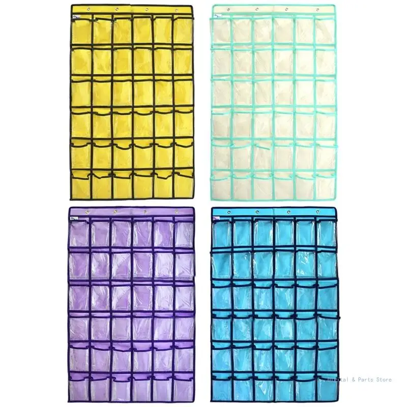 M17F 36 Pocket Wall Hanging Chart Transparent Large Pockets Underwear for Classroom Office Home Closet