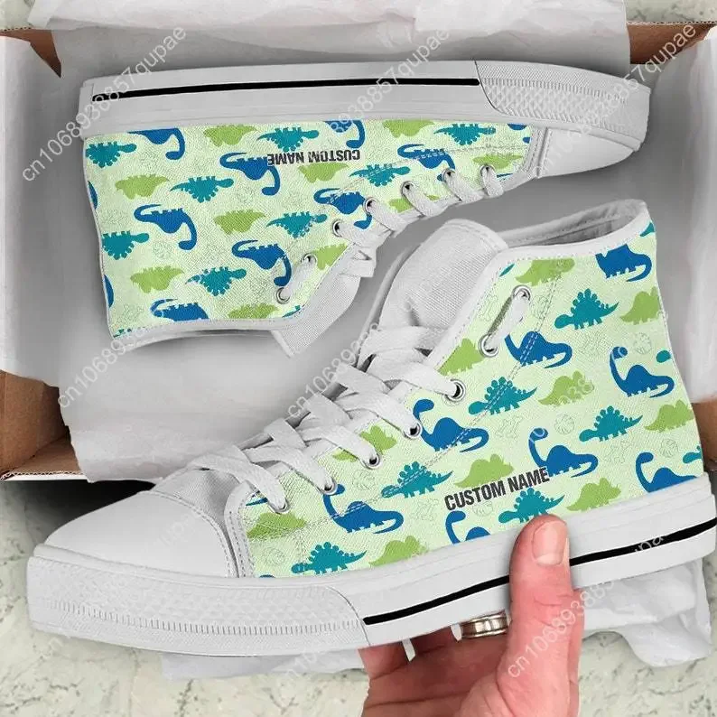 

Dinosaur High Top Sneakers Mens Womens Teenager Canvas Sneaker Casual Couple Shoes Custom Shoe