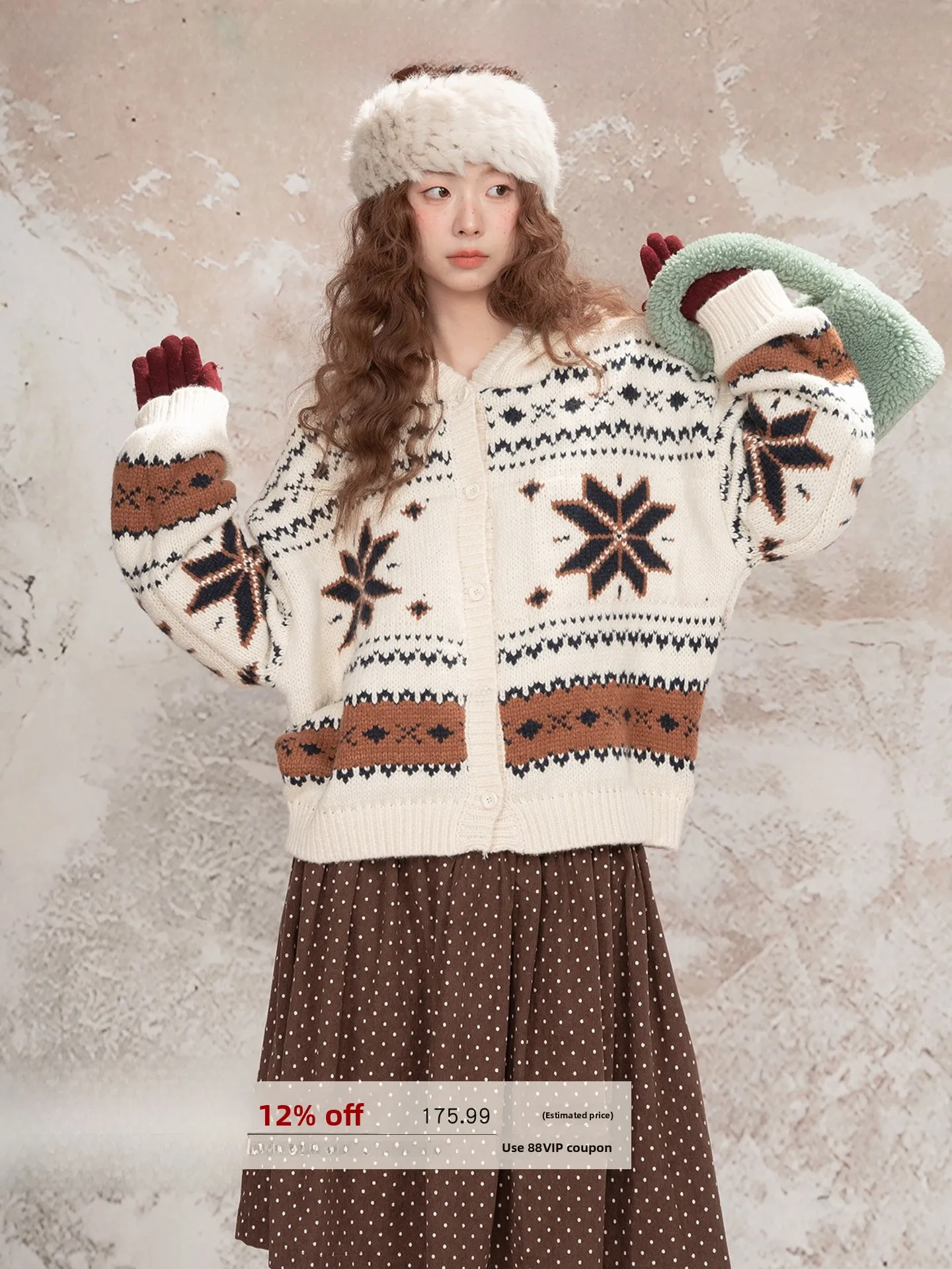 

Loveheynew Японский утепленный женский вязаный кардиган-свитер, новинка зимы, мягкая узорчатая верхняя одежда/пальто