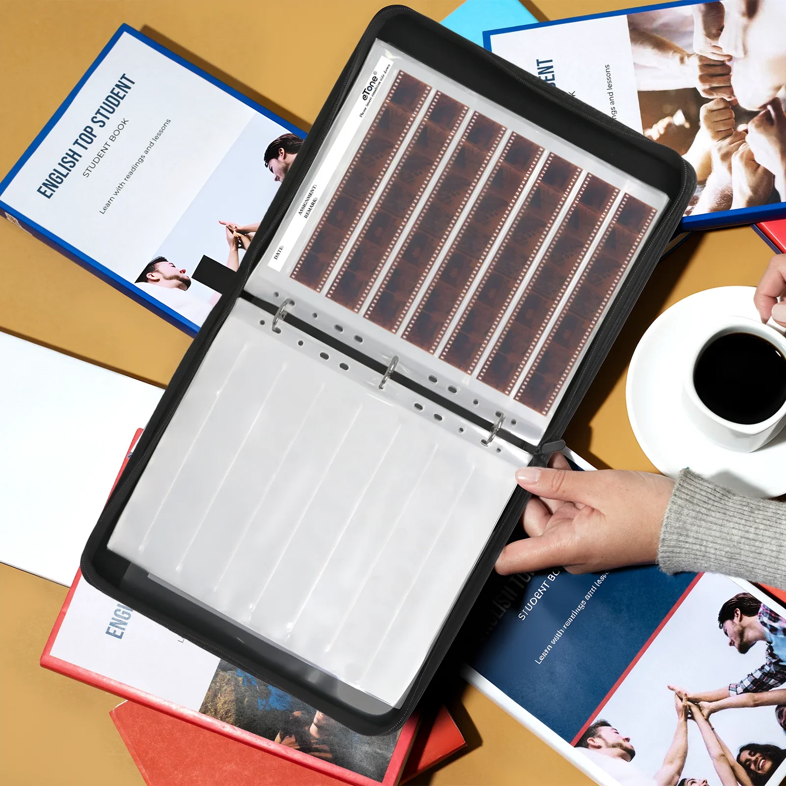 طقم تخزين سلبي من فيلم eTone ألبوم تخزين أرشيف الصور مع 50 قطعة صفحة حامي تخزين سلبي خالية من الأحماض