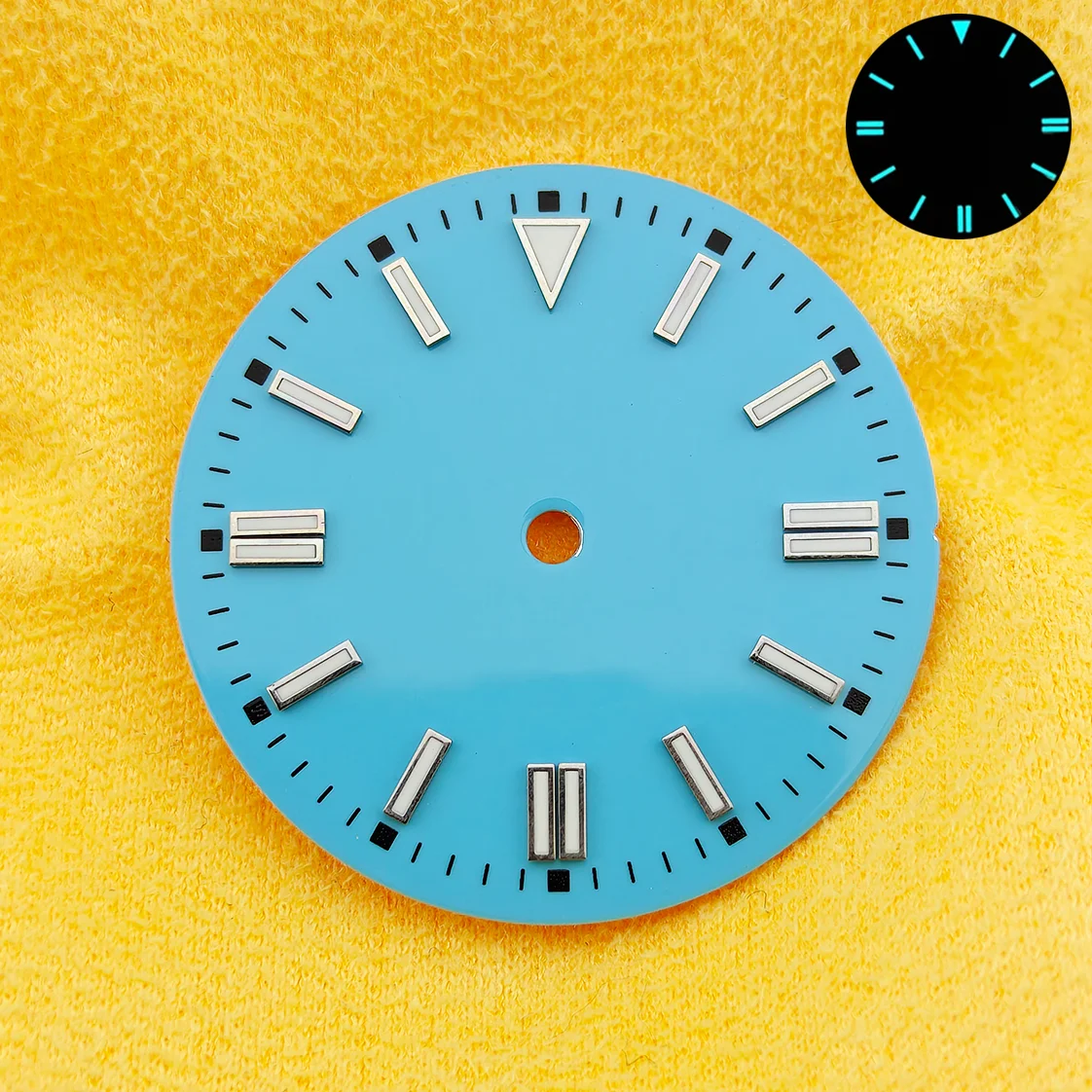 Tiffany-Blaues Zifferblatt 28,5mm Taucheruhr-Zifferblatt BGW9 Blaues Leuchtzifferblatt für NH35 NH36 Miyota 8215 ETA2836 Uhrenteile DIY Uhrenmodifikation