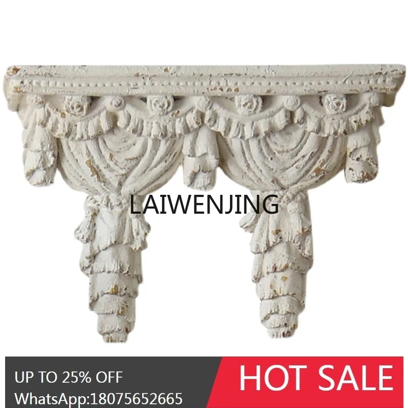 European retro old carved shelves, living room entrance wall hanging storage decorations