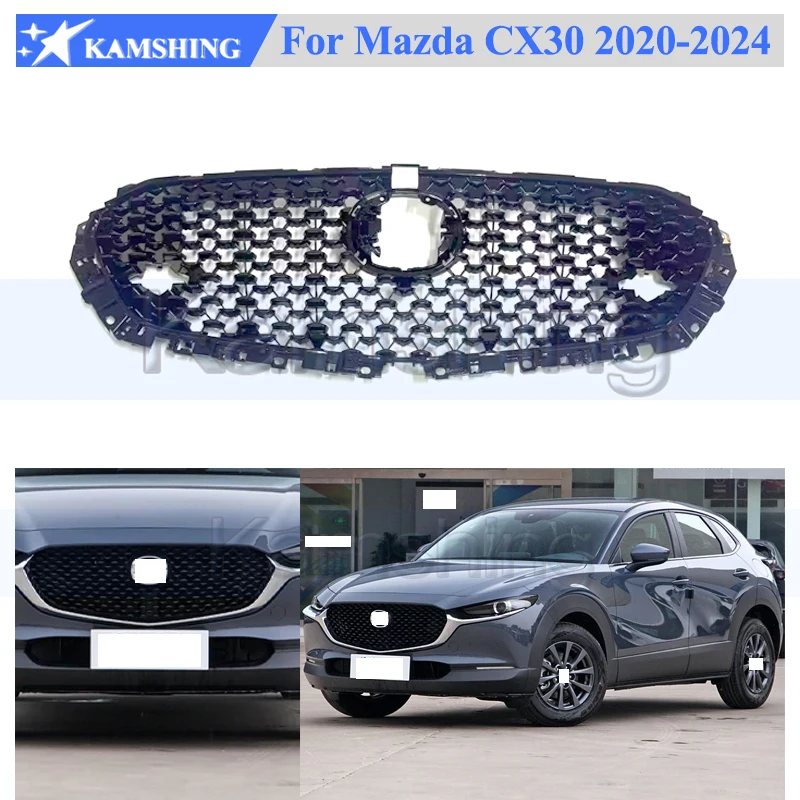 

Kamshing Front Bumper Grill Mask Radiator Grille For Mazda CX30 CX-30 2020-2024 Medium Net Racing Grill Middle Net Without Logo
