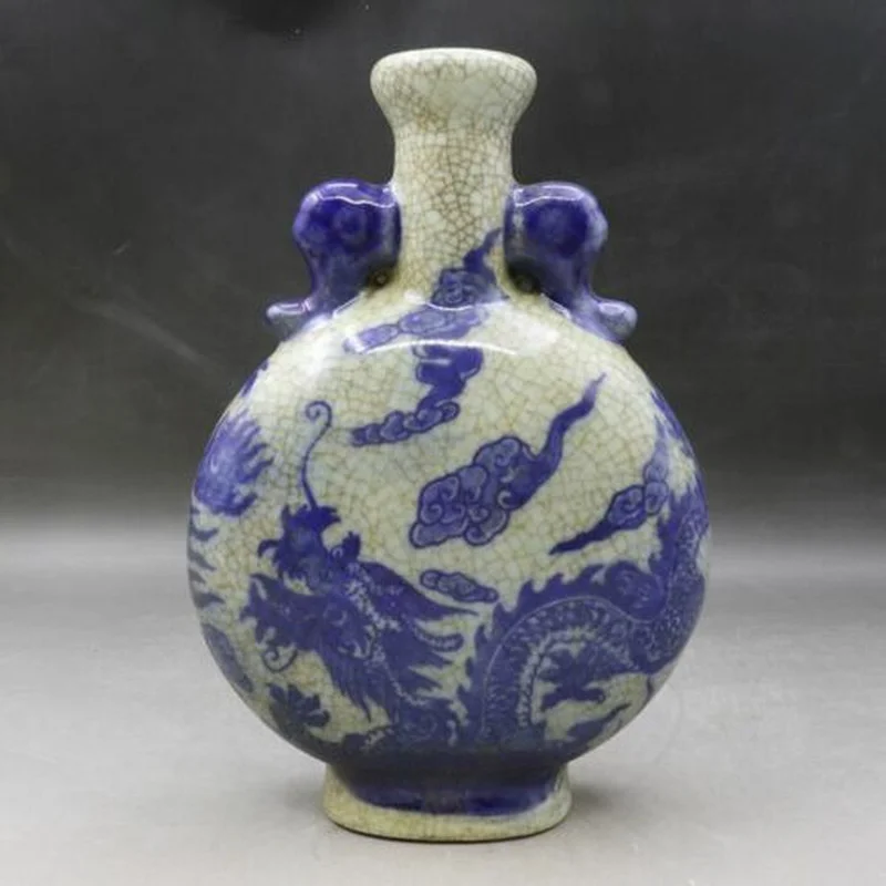 Chinese Blue and White Porcelain Dragon Pattern Vase From Kiln Collect