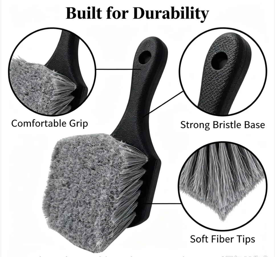 AUTOBIGHT 3 Color Car Tire Wheel Cleaning Brush Fine Care Brush Universal Tire Brush Tires Heavy Duty Tire Cleaning Tool