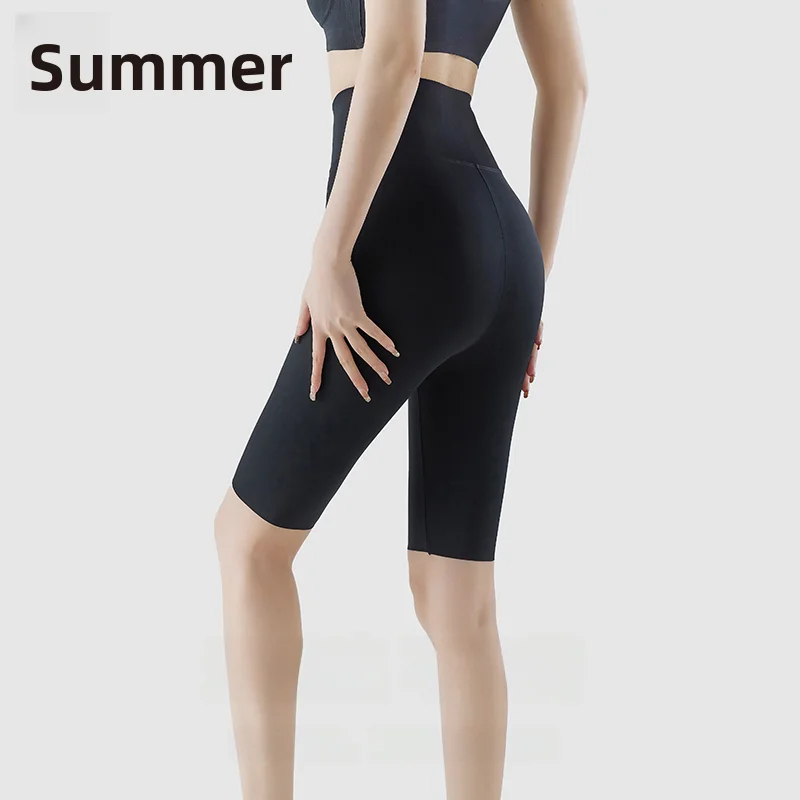 Summer Thin Five-Quarter ark orts  Women's Yoga Pants Tummy Control Butt Lifting Base Layer Cycling Pants