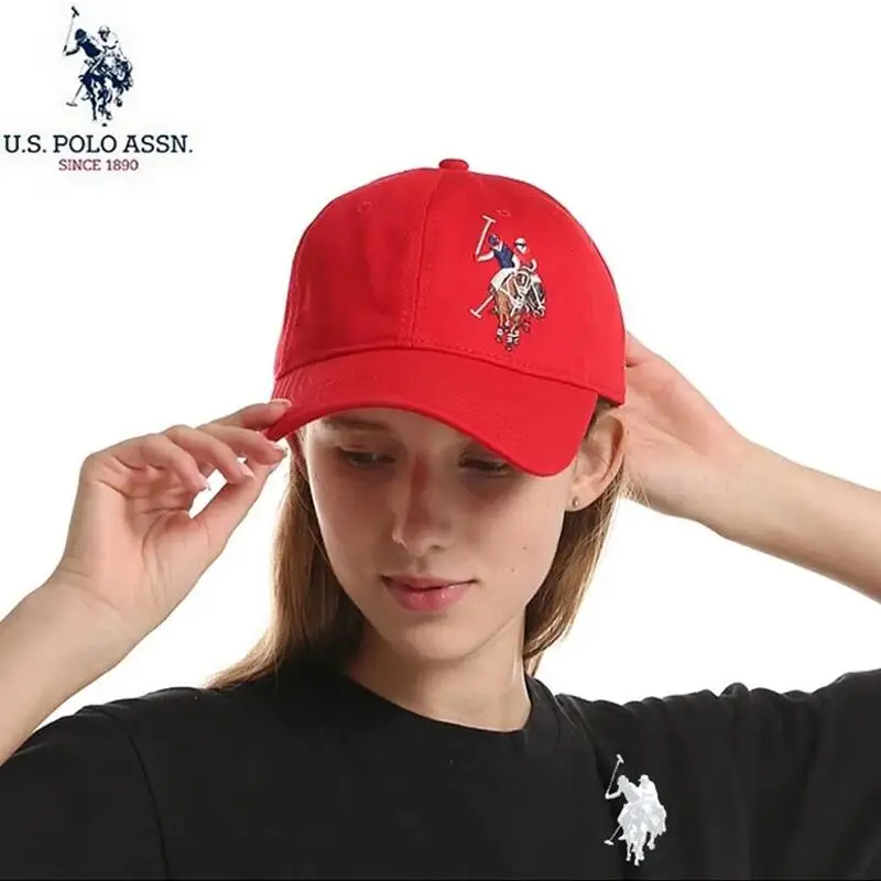 U.S. Polo Assn. 100% Cotton Color LOGO Couple Baseball Cap New Breathable Adjustable Size Fashion Men\'s and Women\'s Sun Hat