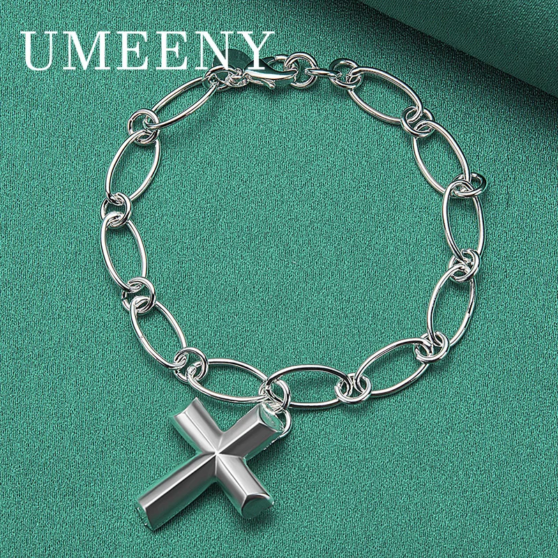 

Simple 925 Sterling Silver 8 Inch Fashionable Exquisite Cross Bracelet Women Jewelry Wedding Engagement