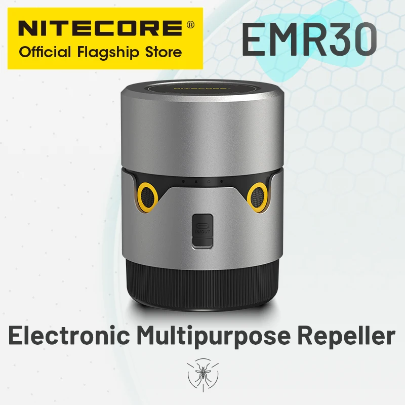 NITECORE EMR30ไล่ยุงแบบพกพา20FT 360 ° อัลตร้าซาวด์ไล่แมลงสาบหนู18W แบตสำรองสำหรับแคมป์ปิ้งบาร์บีคิวปาร์ตี้