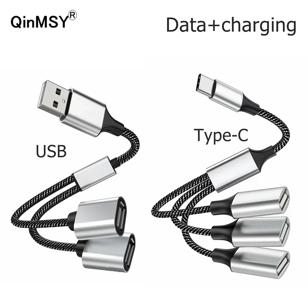 1 Male Plug To 3 4 USB Female Socket USB C Type-C OTG Extension Y Splitter Data Charging Cable Power Adapter Converter Splitter