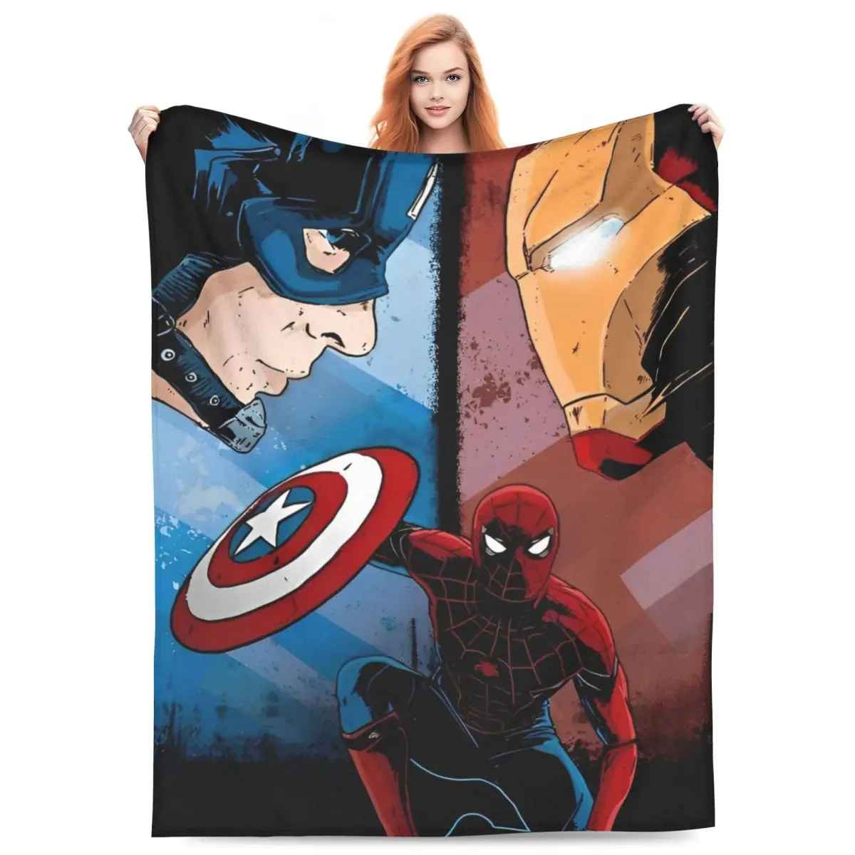 Warm Soft Blanket Decorative Marvel Captain America Throw Blanket Flannel Bedspread For Couch ChairFunny Sofa Bed Cover