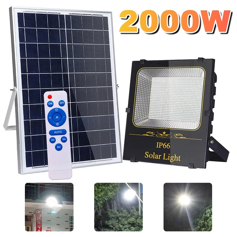 

100W 300W 500W 2000W Solar Flood Light Outdoor IP67 Waterproof Reflector Solar Solar Powered Spotlight With Remote Control