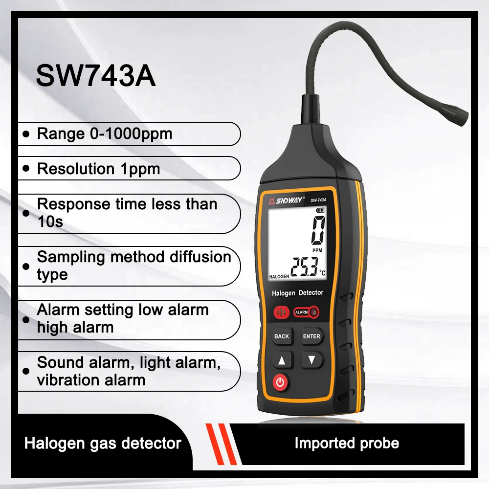 Portable Halogen Detector SW743AAir Conditioning Refrigeration System Detect Tool Sound Light Vibration Alarm Detect Tool