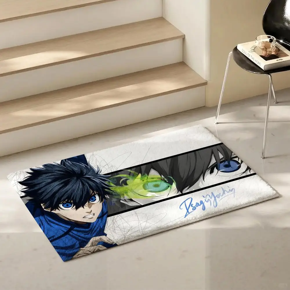 Sports Anime B-Blue LockS Floor Mat Eco-Friendly Flannel Doormat Non-Slip Odorless Soft Short Plush Indoor Floor Rug