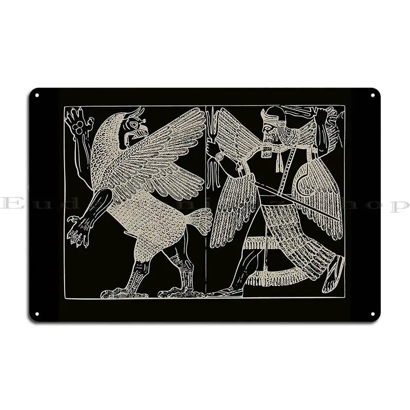 Assyrian Sumerian Mythology Enlil Marduk Dragon Tiamat Metal Sign Cinema Pub Plates Custom Garage Decoration Tin Sign Poster