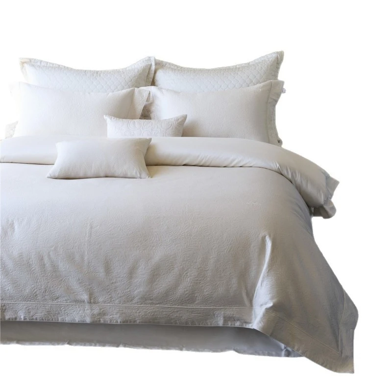 

Long-staple cotton four-piece set, thick-woven color-woven jacquard, cotton silky smooth and shiny