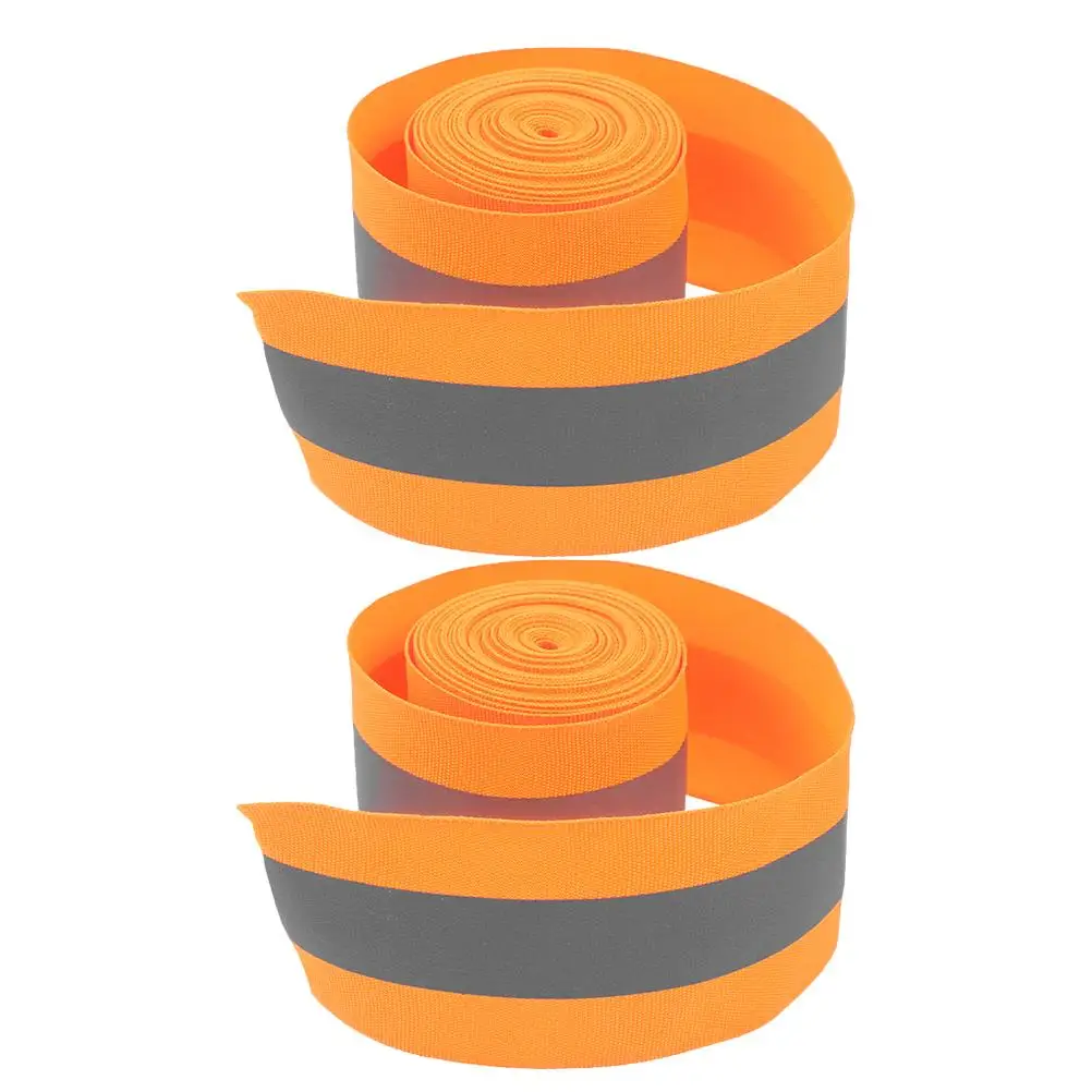 2 шт. Светоотражающие ленты для прогулок, клейкая оранжевая полиэфирная ткань