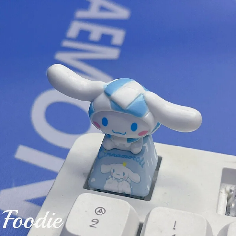 Sanrio Diy Creëert Driedimensionale Blauwe Cinnamoroll Keycaps Met Kruisas Computer Knoppen Games Mechanische Toetsenborden Geschenken