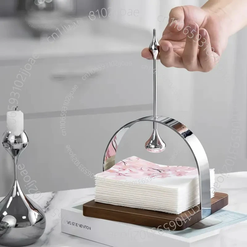 Modern Light Luxury Stainless Steel Fixed Point Tissue Holder Tissue Box Pumping Box Model Room Soft Furnishing