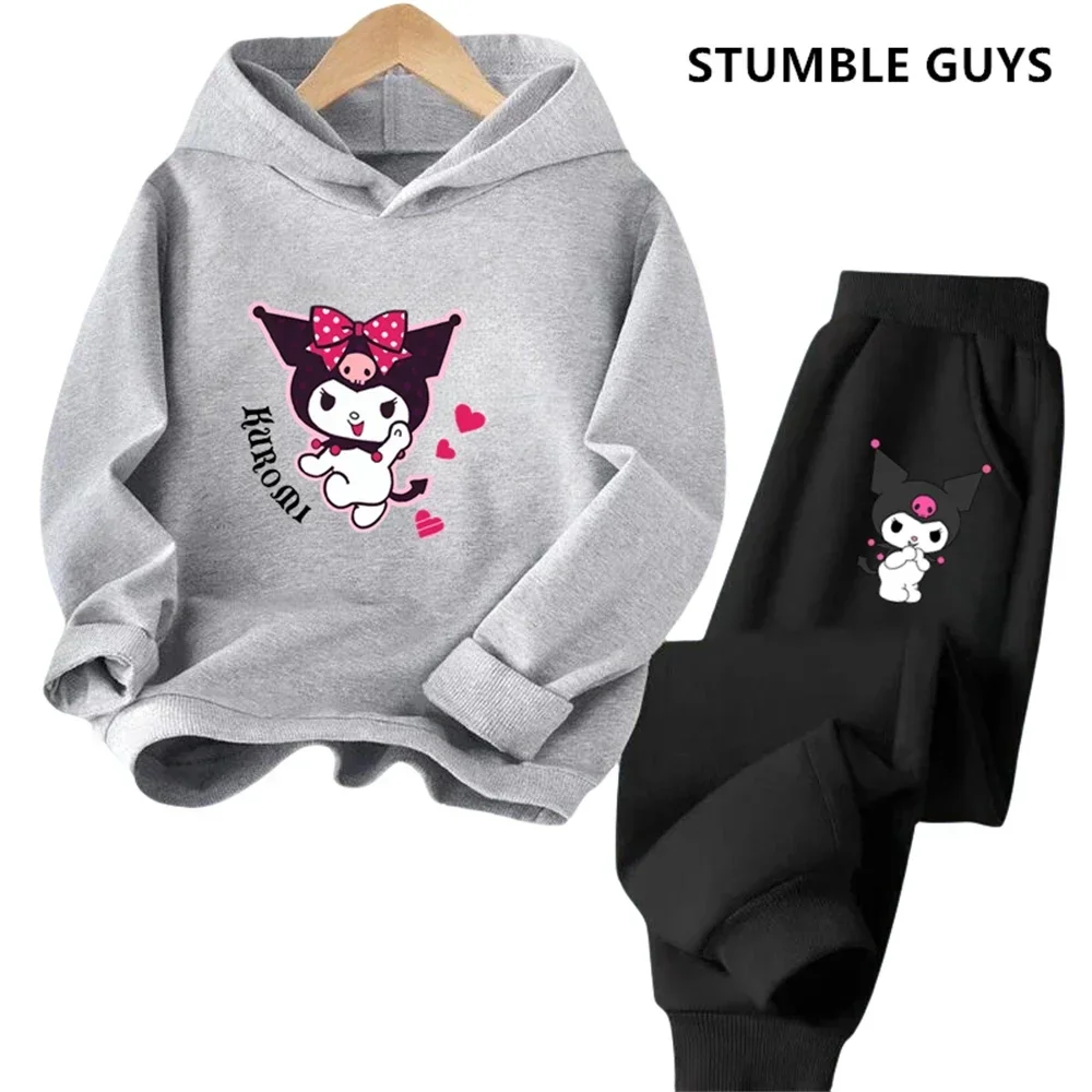 Kawaii Kuromi felpa con cappuccio Set bambini moda ragazzi abbigliamento autunno neonate vestiti gatto vestito bambini felpe con cappuccio bambino tuta Casual